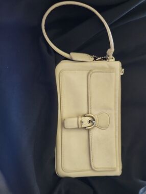 Coach Cream Leather Wristlet